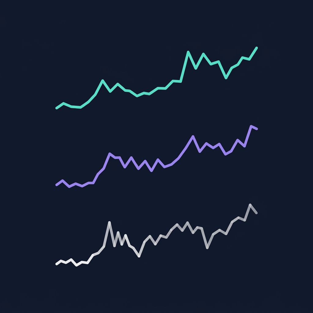 Multi-Timeframe Analysis infographic showing three layered chart panels — daily, 4-hour, and 1-hour — with trend arrows showing alignment
