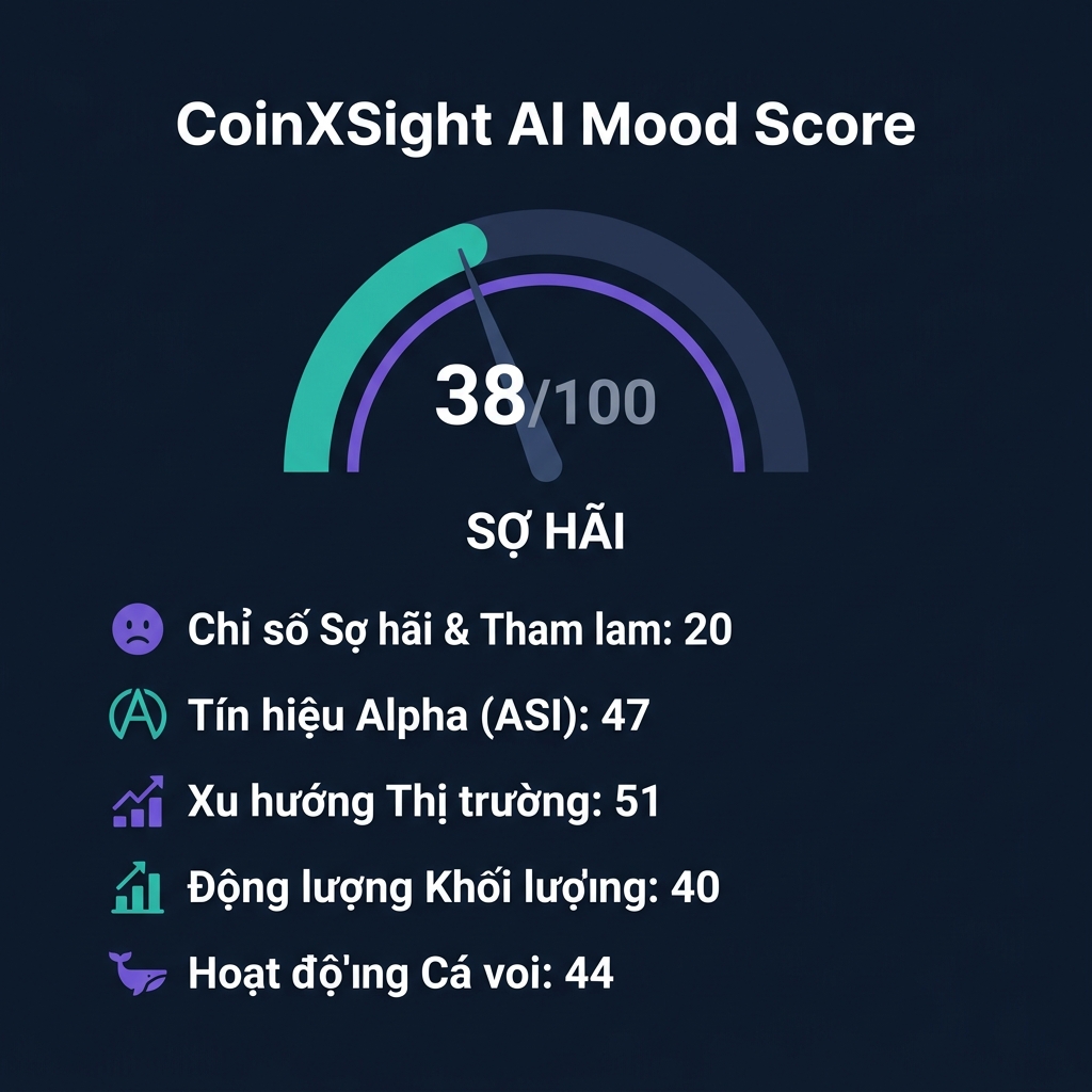 CoinXSight AI Mood Score — 38/100 Sợ hãi