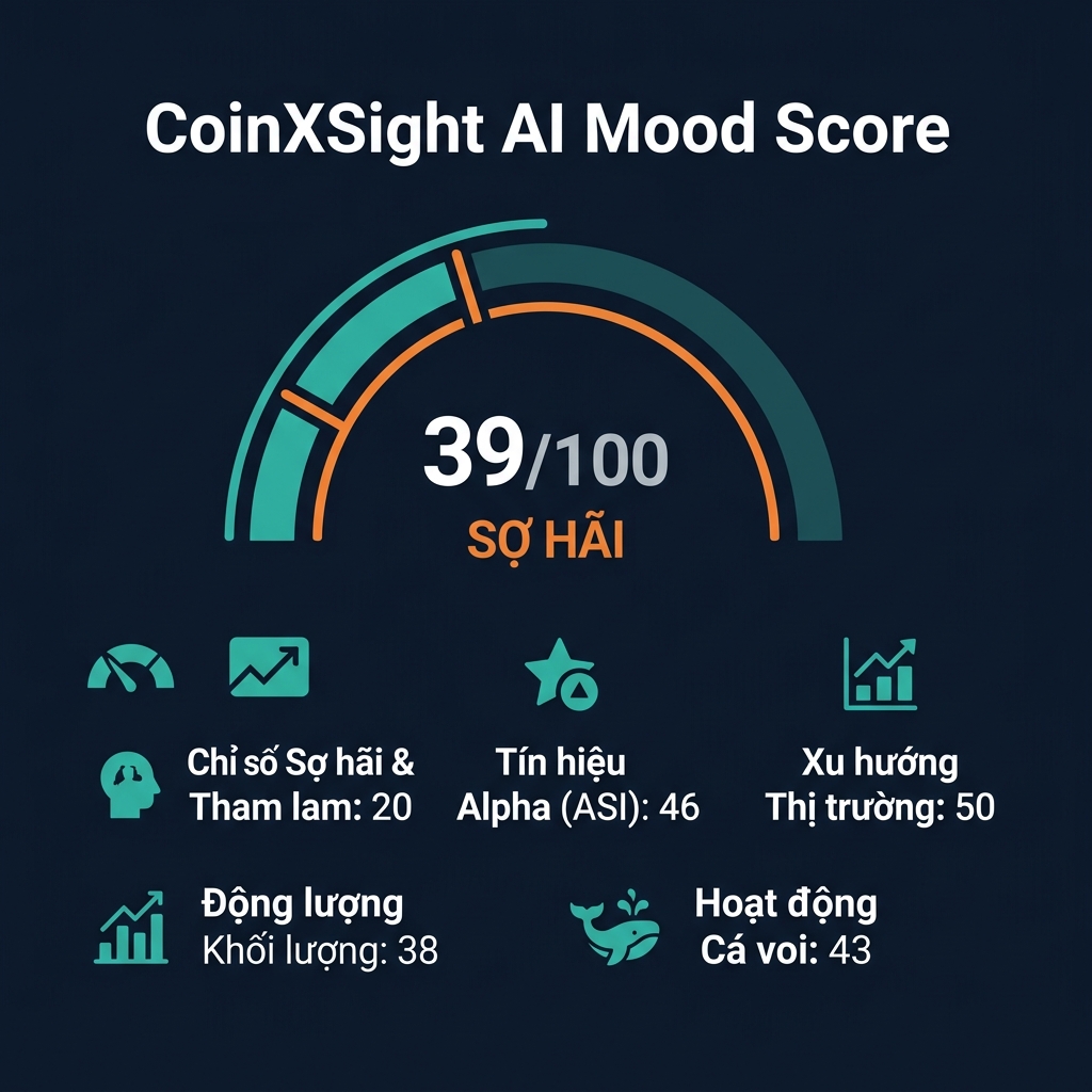 CoinXSight AI Mood Score — 39/100 Sợ hãi