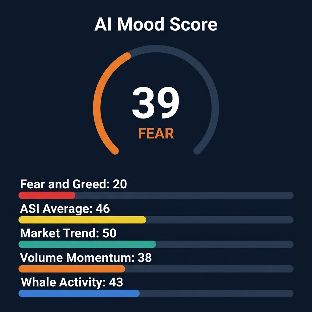 CoinXSight AI Mood Score — 39/100 Fear