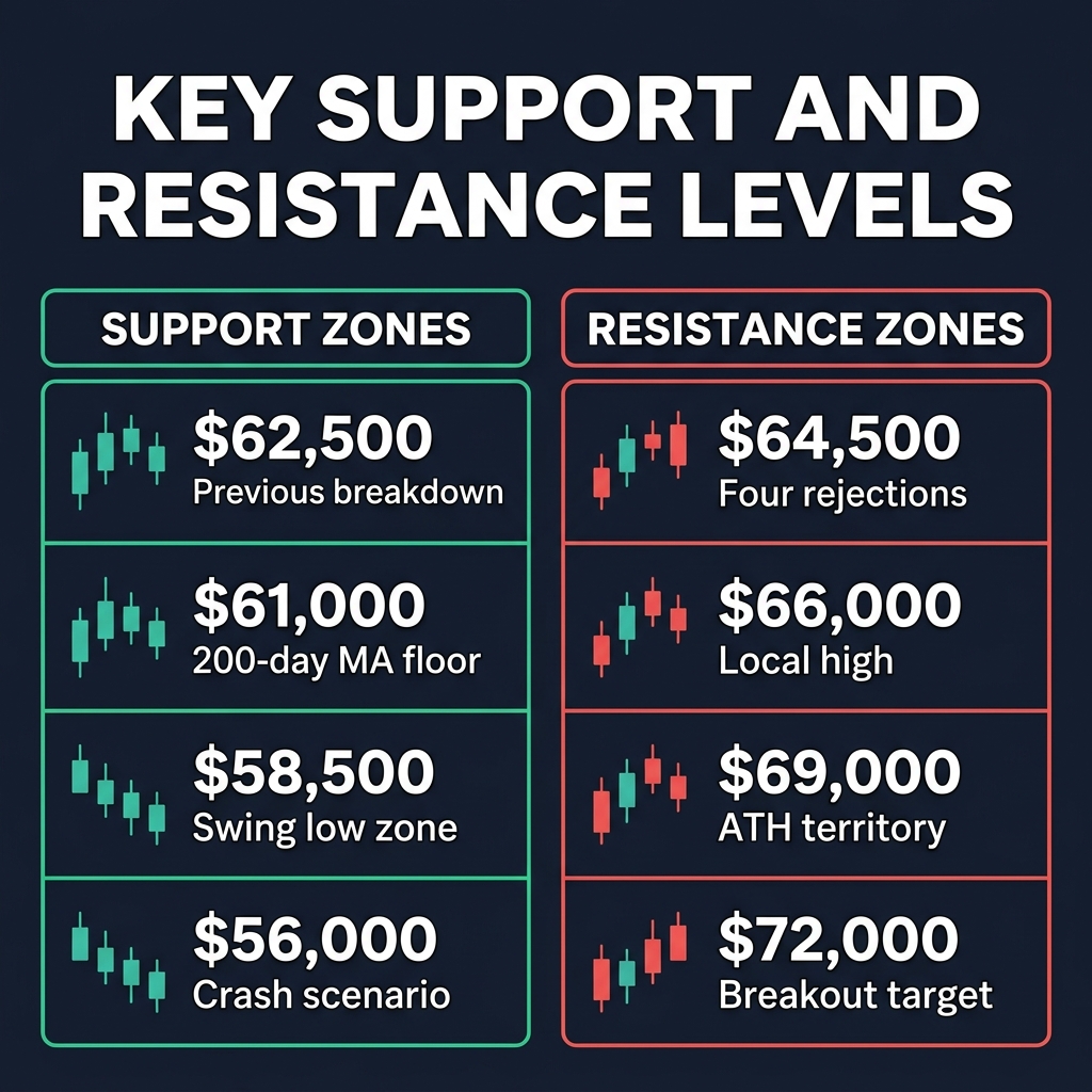 Bitcoin $64K Support and Resistance Levels