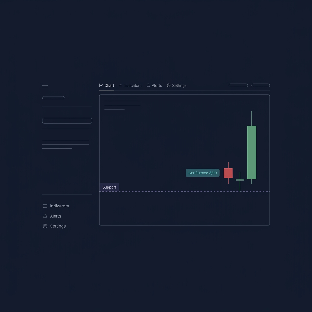 CoinXSight Chart Pro showing BTC hammer candle at $100K support with Morning Star pattern and Confluence Score 8/10