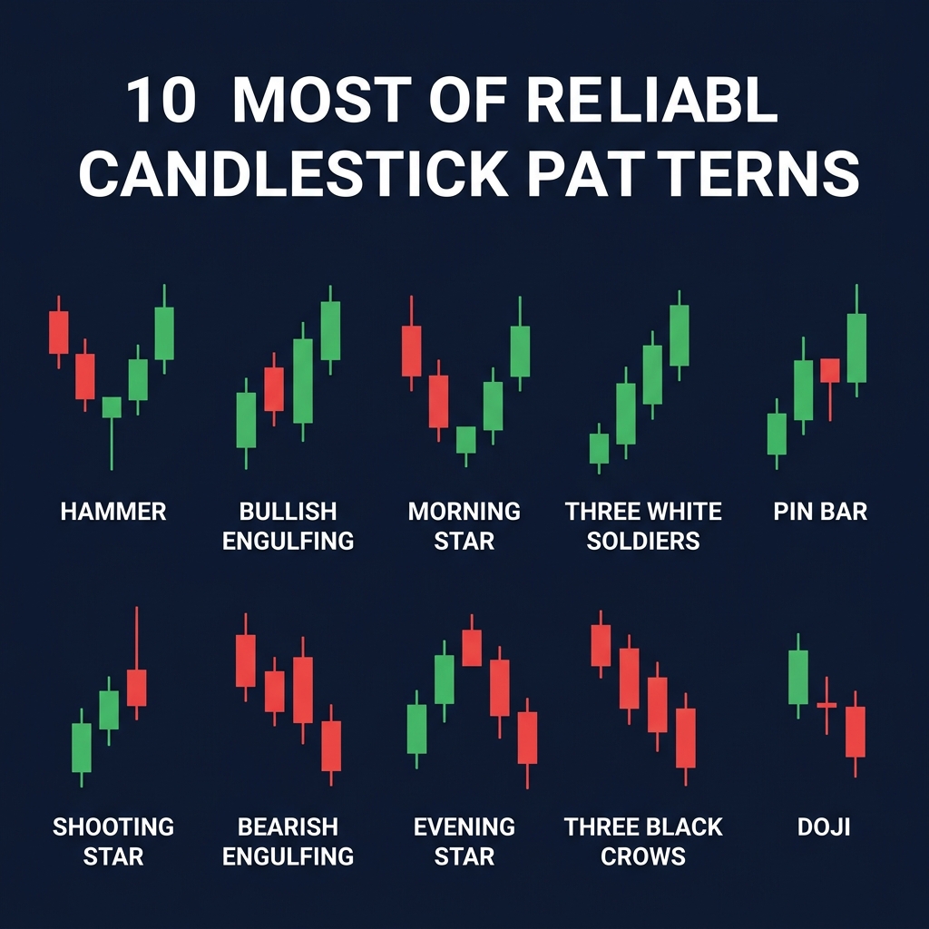 Top 10 candlestick patterns quick reference: Hammer, Engulfing, Morning Star, and more