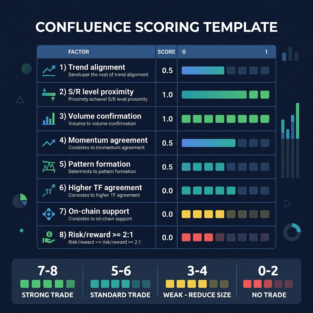 Confluence scoring template: 8-factor system for rating trade setups