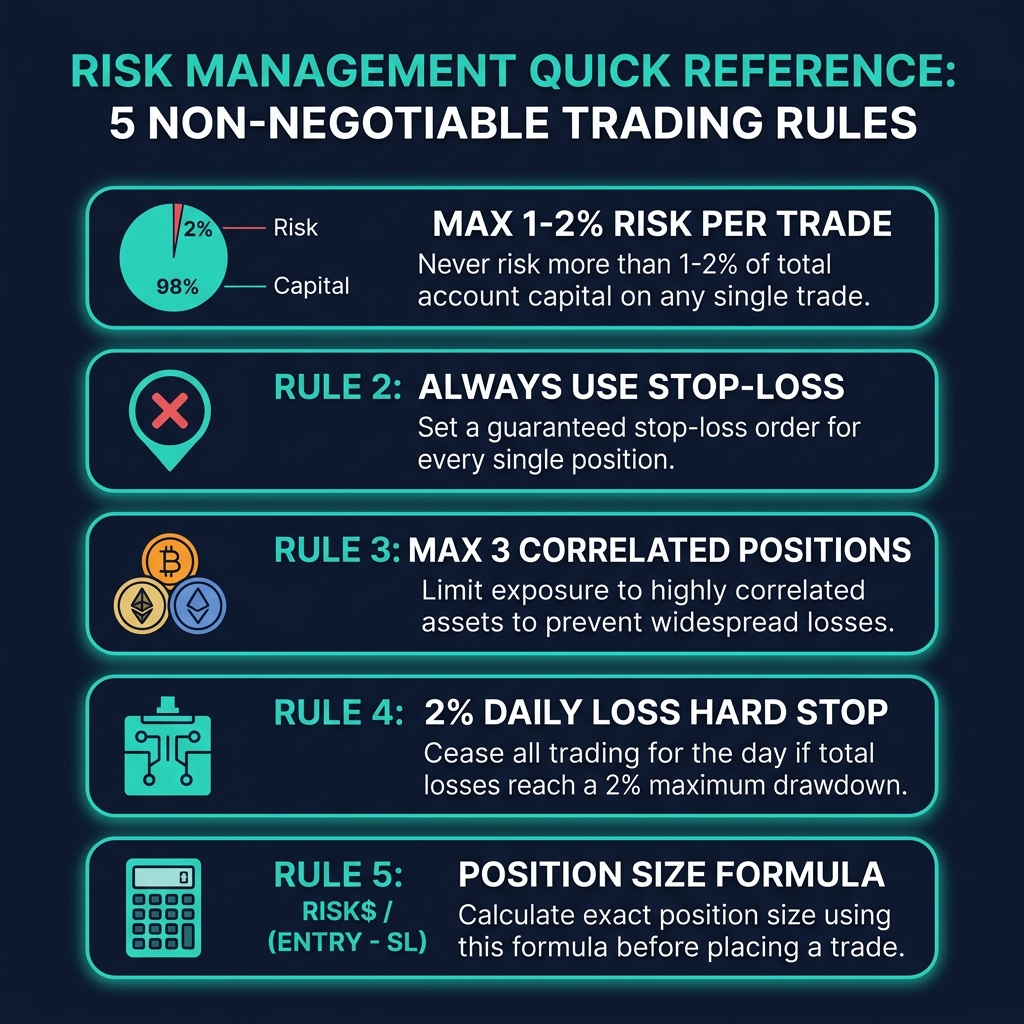 Risk management quick reference: 5 non-negotiable trading rules