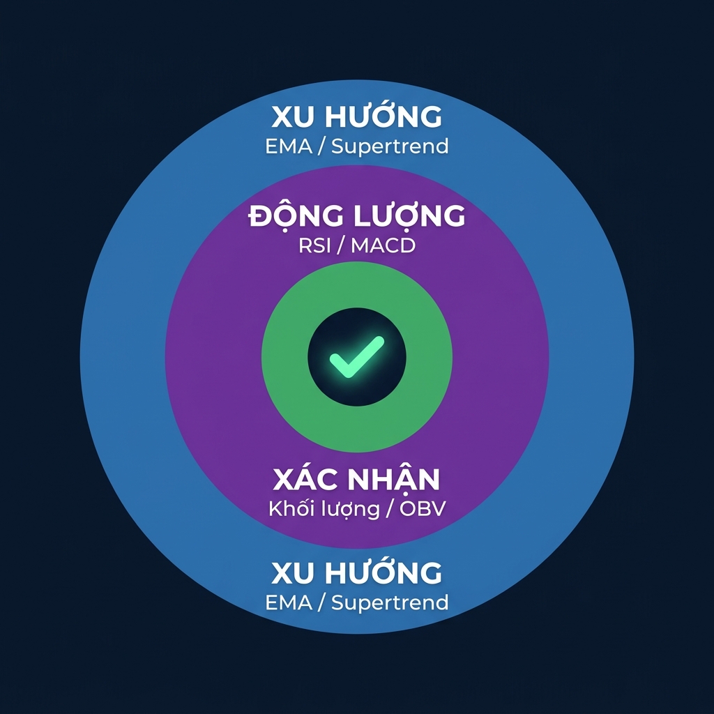 Ba lớp đồng tâm của mô hình hội tụ: Xu hướng, Động lượng và Xác nhận