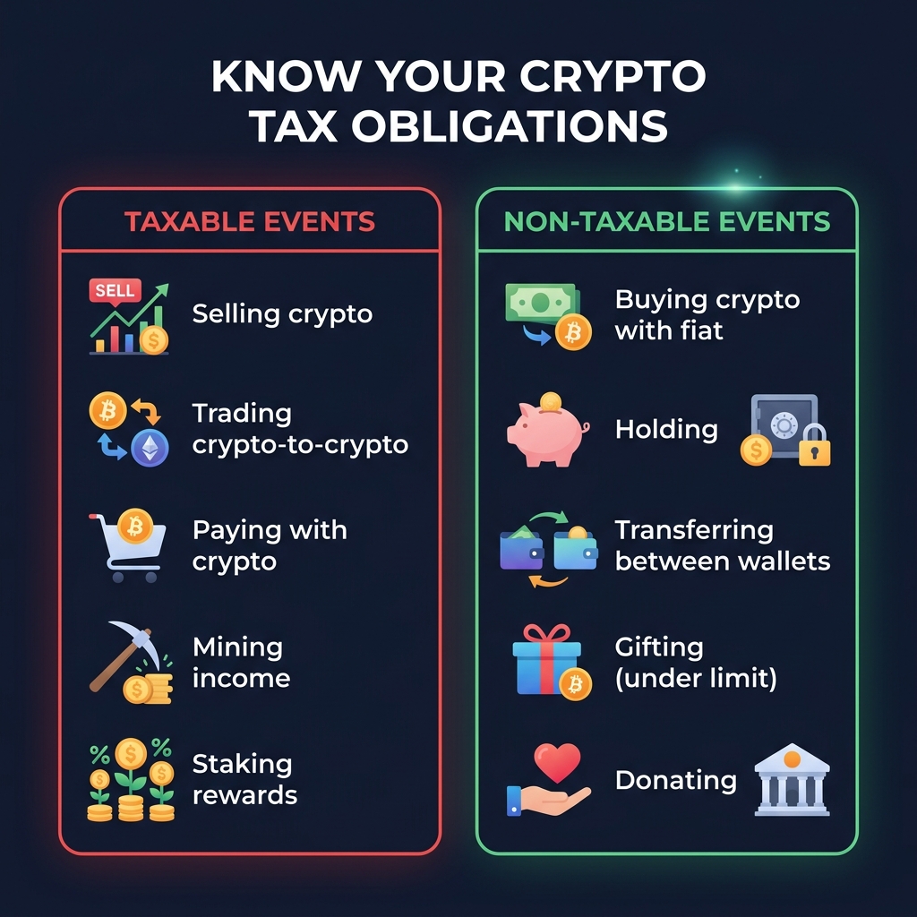 Crypto taxable vs non-taxable events — sell, swap, pay vs buy, hold, transfer