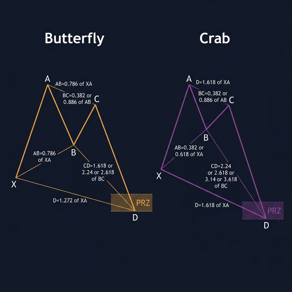 Harmonic Patterns in Crypto: Trading the Gartley, Butterfly & Bat