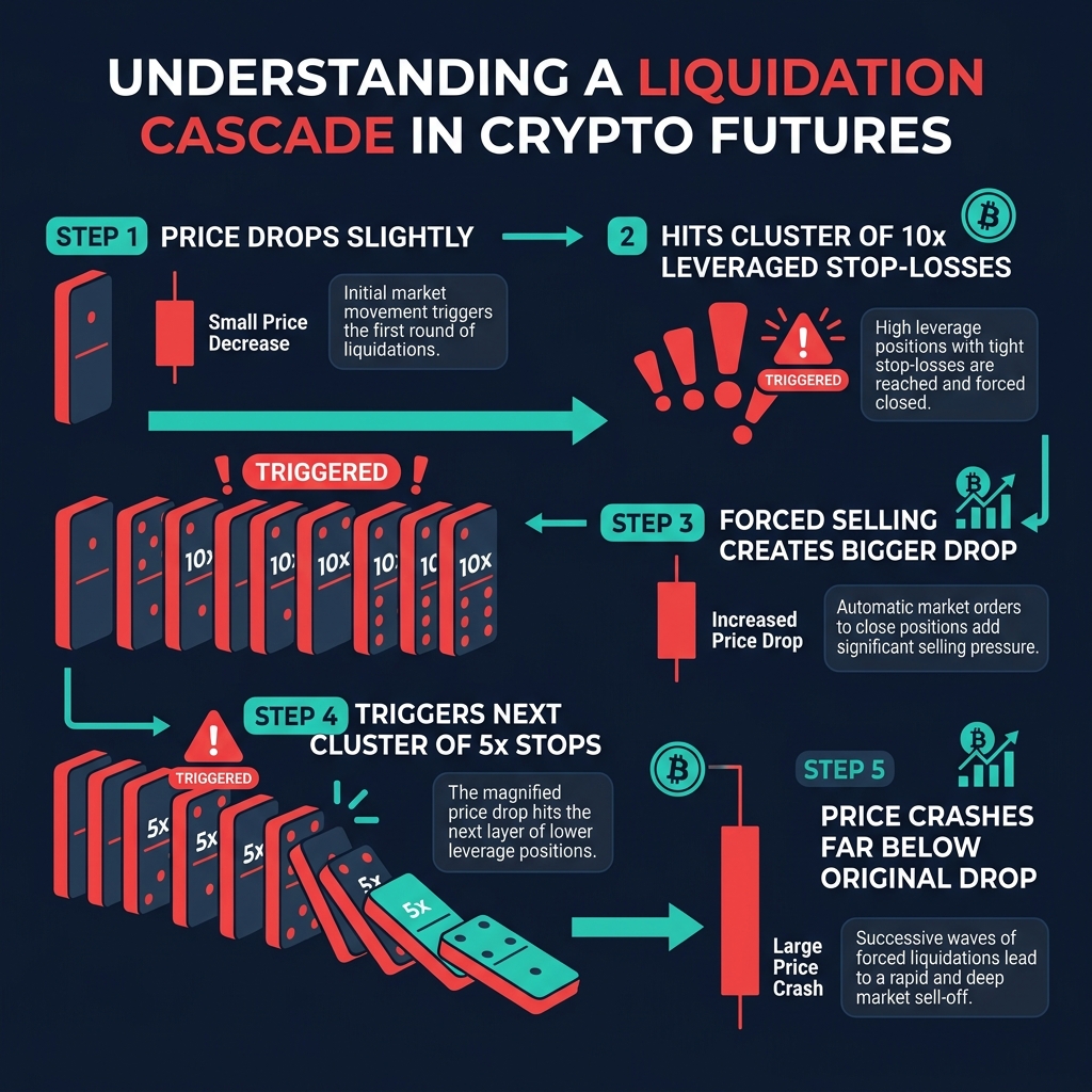 Liquidation cascade: how forced selling triggers domino effect in crypto futures