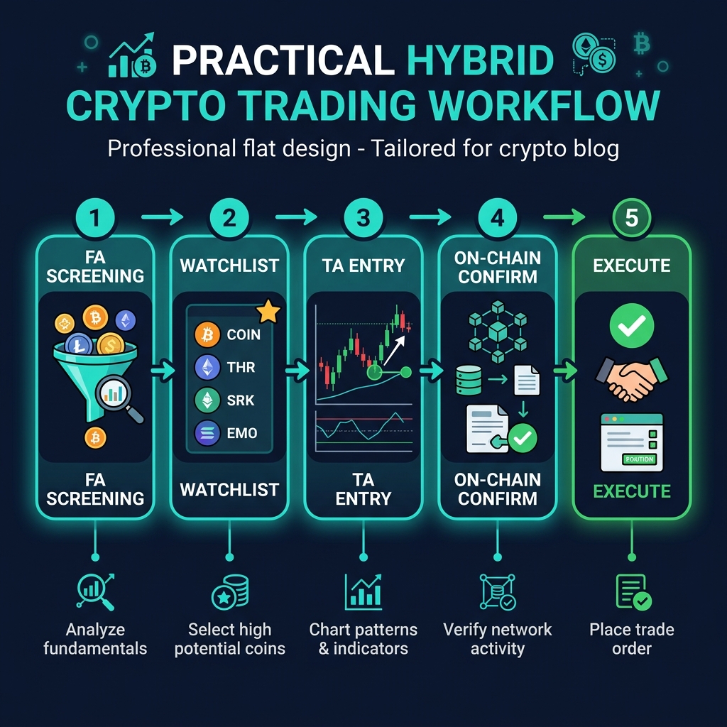5-step practical workflow: FA Screening to TA Entry to On-chain Confirmation