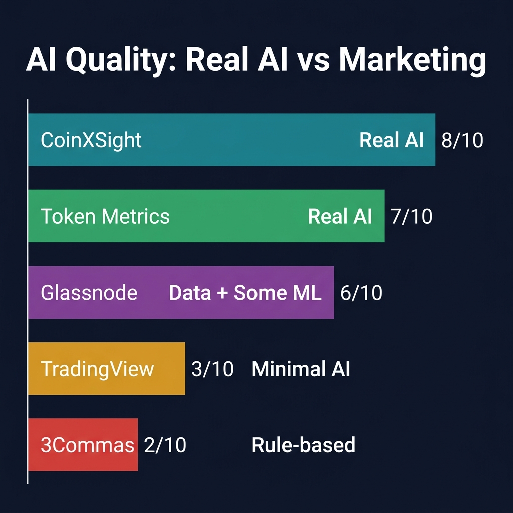 Comparison chart of the top 5 AI trading tools across six evaluation criteria