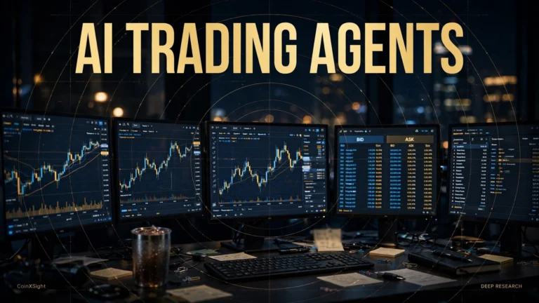 AI Trading Agents Editorial Photographic Trading Desk Cover