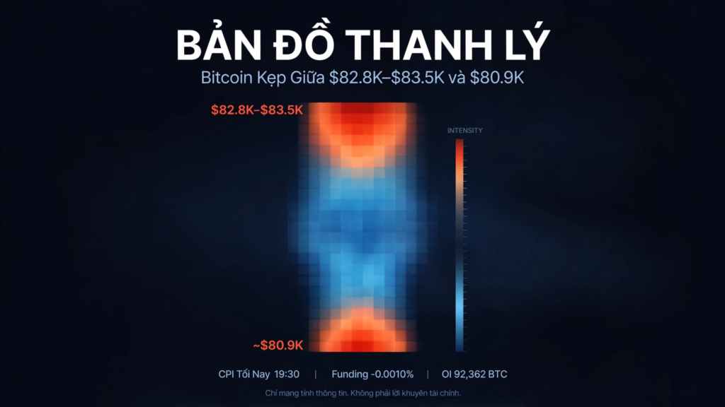 Bản đồ thanh lý Liquidation Heatmap Bitcoin trước giờ CPI Mỹ