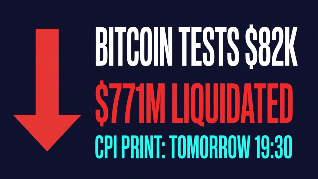 Bitcoin $771M liquidation cascade telemetry chart