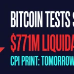 Bitcoin $771M liquidation cascade telemetry chart